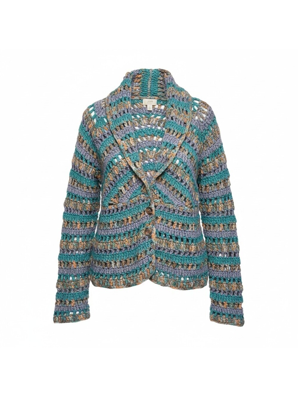 vintage J Jill hand-crocheted buttoned cardigan